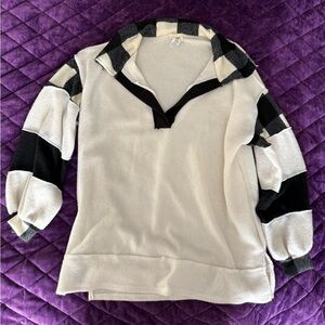 BiBi Black and Cream V-Neck Sweater